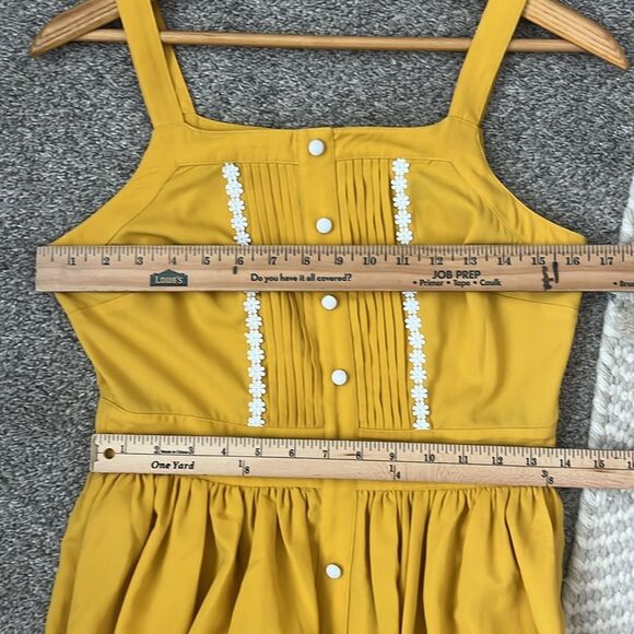 ModCloth Mustard Midi Sundress, Romantic CottageCore Button front Lace - Small - Picture 13 of 13